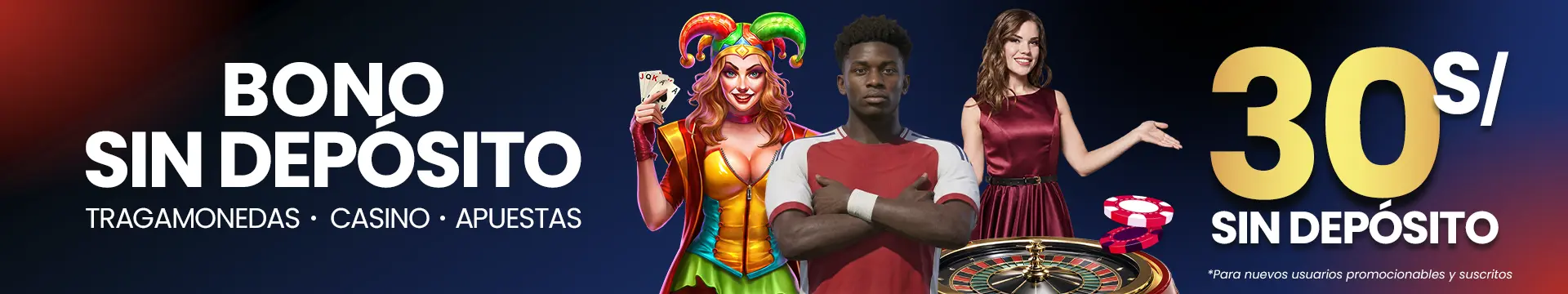 Bono sin depósito de S/ 30 gratis para slots, casino y apuestas en JOKERBET