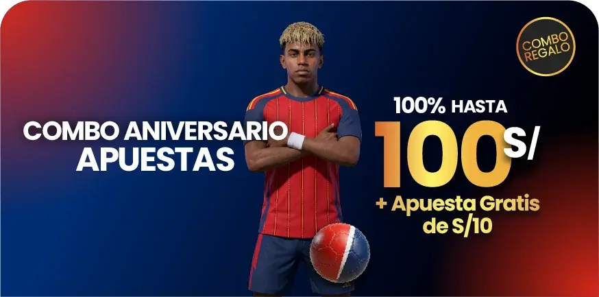 Bono de aniversario para apuestas deportivas: Apuesta gratis de S/ 10 y 100% extra